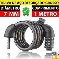 Cadeado Bicicleta Corrente Reforçado Grosso Com Senha De 4 Dígitos Sem Chave 1 Metro Trava De Aço