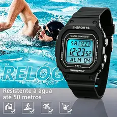 Relógio Digital Esportivo A Prova Dágua Eletrônico Com Tela LED Alarme Cronômetro Moda Quadrado