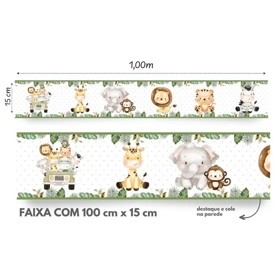 Faixas Adesiva De Parede Safari Aquarela Jeep - Papel de Parede Quarto Infantil Menino