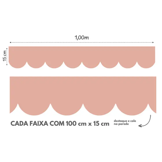 3 metros Faixas Adesiva De Parede Barrado Ondinha Boho - Escolha sua cor Papel de Parede Quarto Infantil Menina e Menino