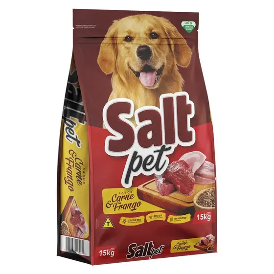 Ração para Cães Adultos Salt Pet 15kg Sabor Carne e Frango Premium (ATE 2UN POR PEDIDO)