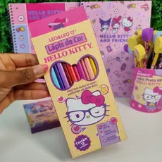 Lapis De Cor Hello Kitty 12 Cores LEONORA Materil Escolar Hello Kitty Lapis de Cor Hello Kitty