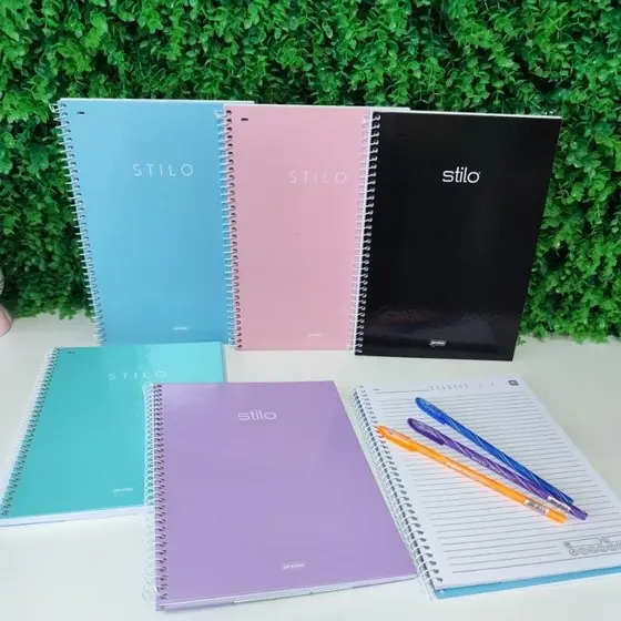 Kit 3 Cadernos Universitário Lilas Pastel Espiral 1mt 80 Fls Stilo JANDAIA Caderno Lilas Kit Escolar Caderno Grande