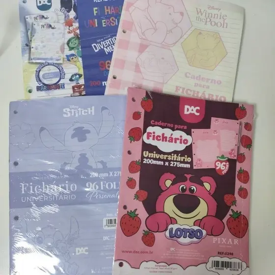 Kit Refil Fichário Universitario Alice Moranguinho e Pooh