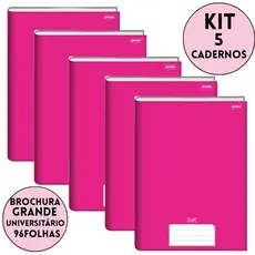 5 Cadernos Grande 96 Folhas Caderno Brochura Universitário Pink Stiff JANDAIA Caderno Grande Caderno Brochura