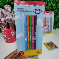 Kit 5 Caneta Gel FINI LEOLEO Caneta Colorida Kit Escolar Material Escolar Volta as Aulas Kit Escolar Fini