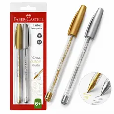 Caneta Prata e Dourada Trilux FABER CASTELL Ponta 1.0 Caneta Dourado Caneta Prata Caneta Faber Castell