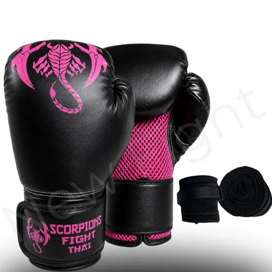 Luva Muay Thai  Boxe Kickboxing e Bandagem Treino Sparring Kit