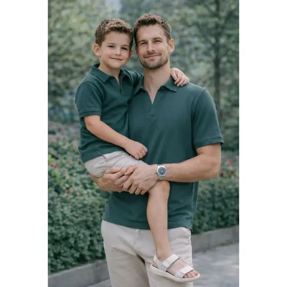 PAI E FILHO - Kit 02 Camisas ou Body Polo - Verde Musgo