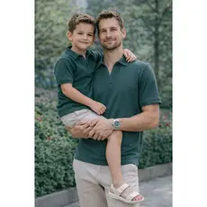 PAI E FILHO - Kit 02 Camisas ou Body Polo - Verde Musgo