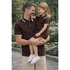 PAI E FILHA - Kit 02 Peças - Camisa + Vestido Polo - Marrom Bombom