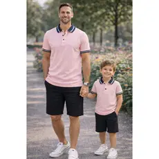 Kit Camisas Polo pai e filho Rosa