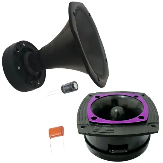 Kit corneta driver e Tweeter 160w cada original Space Audio 8 ohms linha purple