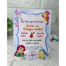 Plaquinha de Mesa Sereia | Decoração Festa Infantil Tema Fundo do Mar Personalizada   Plaquinha de Mesa Personalizada
