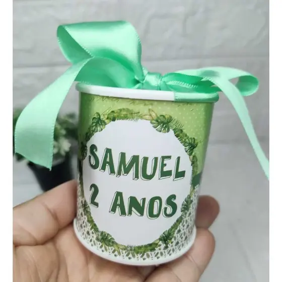 Lembrancinha Tubo lata Personalizada Batizado Maternidade Bebê Aniversário Nome 7x6 cm