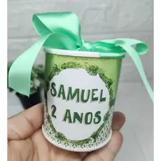 Lembrancinha Tubo lata Personalizada Batizado Maternidade Bebê Aniversário Nome 7x6 cm