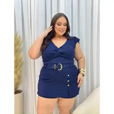 Conjunto Plus Size Short Saia Cropet Feminino Verão 2025 Moda Lira