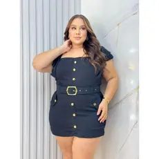 Conjunto Plus Size Short Saia Crepe Dior Forrado Laycra