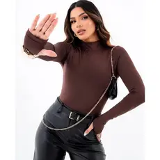 BLUSA SEGUNDA PELE FEMININA MANGA LONGA COM DEDEIRA GOLA ALTA SUPLEX BLUSA FEMININA DE DEDINHO