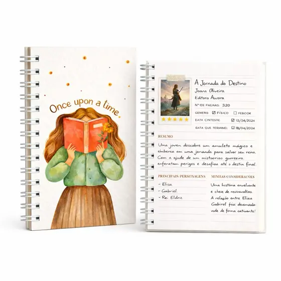 Planner Diário De Leitura De Livros A5 Caderno 80 Folhas 75g Planer Diario Livro Leitura Literatura