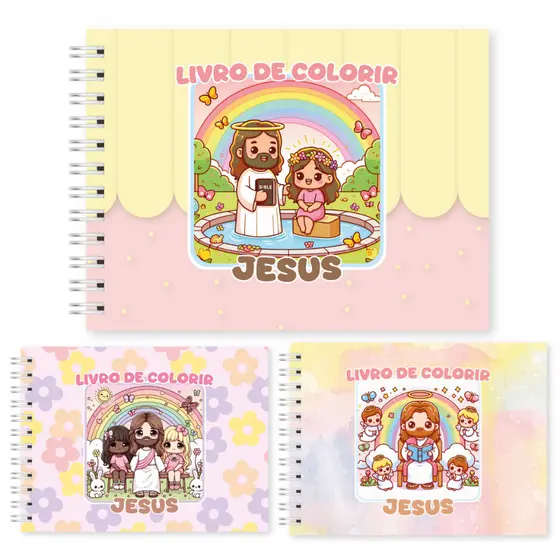 Livro de Colorir Cristão 50 Folhas Jesus Capa Dura Personalizado Coloring Book Caderno Desenho