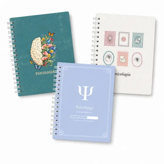 Caderno Psicologia Personalizado Universitário/Colegial Capa Dura 1 5 8 10 Matérias