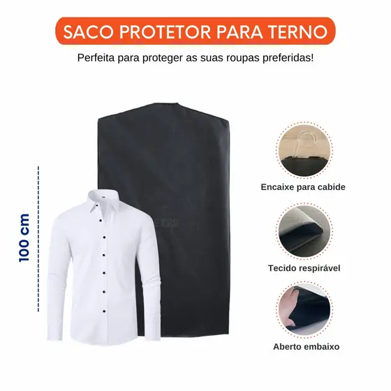 Capa Roupas Protetor Anti Mofo protege da Poeira Saco TNT Organizador Terno Blazer Camisa Social