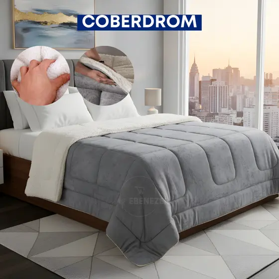 Coberdrom Solteiro, Casal, Queen E King Edredom Sherpa Dupla Face Extra Macio Resistente Premium