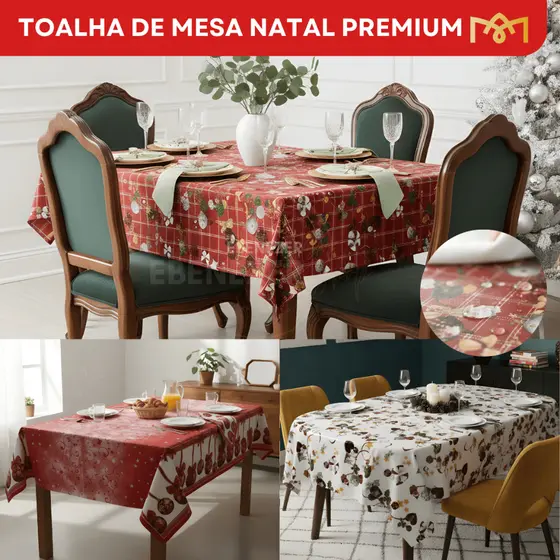 Toalha De Mesa Natalina Premium Estampas Exclusivas Decoração Natal Moderno Diversas Medidas