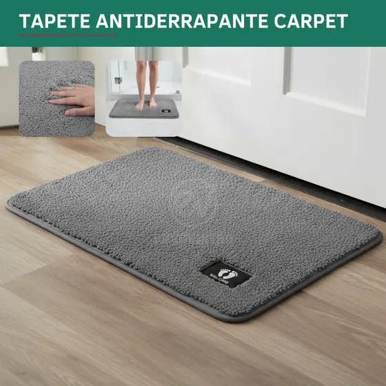 Tapete Capacho Para Porta Entrada Banheiro Quarto Macio Alta Absorção Base Antiderrapante Premium