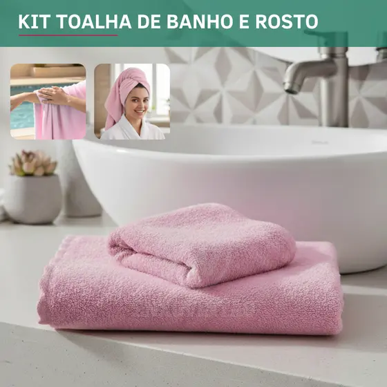 Kit Toalha De Banho E Rosto Microfibra Macio Alta Absorção Super Confortável Resistente Premium