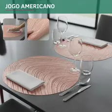 Jogo Americano Sousplast Impermeável Redondo Mesa Posta Decorativo Design Elegante Metalizado