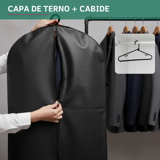 Protetor De Roupa TNT P/ Terno Com Cabide Antialérgico Anti Mofo Resistente Organização Premium