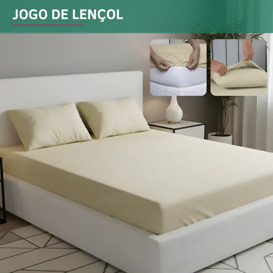 Jogo De Lençol 2 e 3 Peças Solteiro, Casal, Queen E King Toque Sedoso Macio Design Moderno Premium