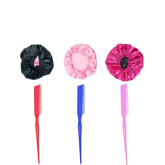 Kit Pente 3 Fileiras + Touca de Cetim 3 modelos - Cores Sortidas