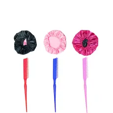 Kit Pente 3 Fileiras + Touca de Cetim 3 modelos - Cores Sortidas