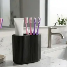 Porta Escovas e Creme Dental Duplo Minimalista - Organizador de Pia para Banheiro