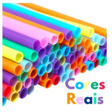 Canudo Plástico Descartável Colorido Short Drink | Cores Sortidas Kit Festa 50 a 250 Un