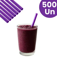 Canudo Roxo Açaí 10mm Canudo Grosso 500 Un