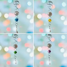 Captador De Energia Espiral Com Vidro Colorido - FENG SHUI - SUNCATCHER - 16cm 26cm ou 30cm
