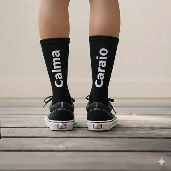 Meia Cano Alto Divertida Engraçada Com Frases Academia Crossfit Geek Criativa