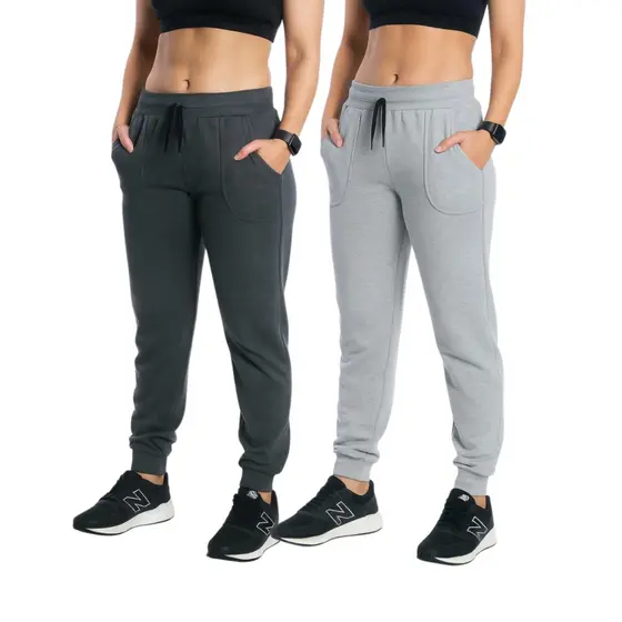 Kit 2 Calça Moletom Feminina Jogger Flanelada Com Bolso