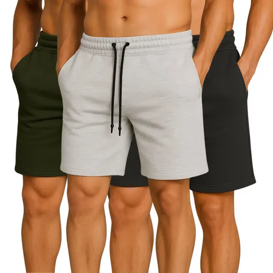 Kit 3 Bermuda Short Moletom Básica  Masculino Casual Treino