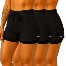 Kit 3 Short Bermuda 2 em 1 Feminino Dryfit Treino Acadamia Corrida Fitness