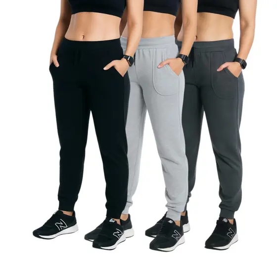 Calça Moletom Feminina Jogger Flanelada Com Bolso