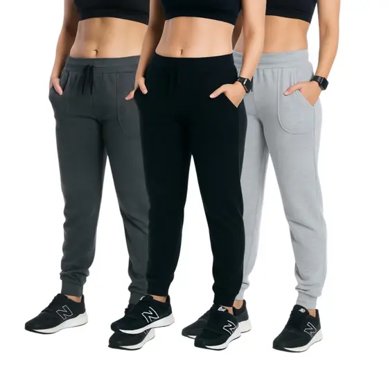 Kit 3 Calça Moletom Feminina Jogger Flanelada Com Bolso