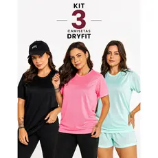 Kit 3 Camiseta Camisa Dryfit Feminina Treino Academia Fitness