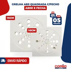 Grelha para Ralo Quadrada em ABS com Fecho – Abre e Fecha – 10x10 ou 15x15 – 1 até 5 Unidades