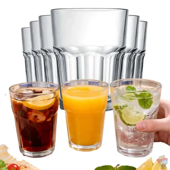 Jogo de Copos de Vidro 350ml Transparente Casa Blanca – Kit 3, 6 ou 9 Copos Água Suco Drink