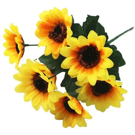 Buquê Flor Artificia Girassol Pequeno Para Decoração enfeite muito linda